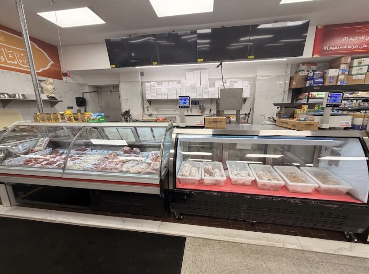 Fresh halal meat counter